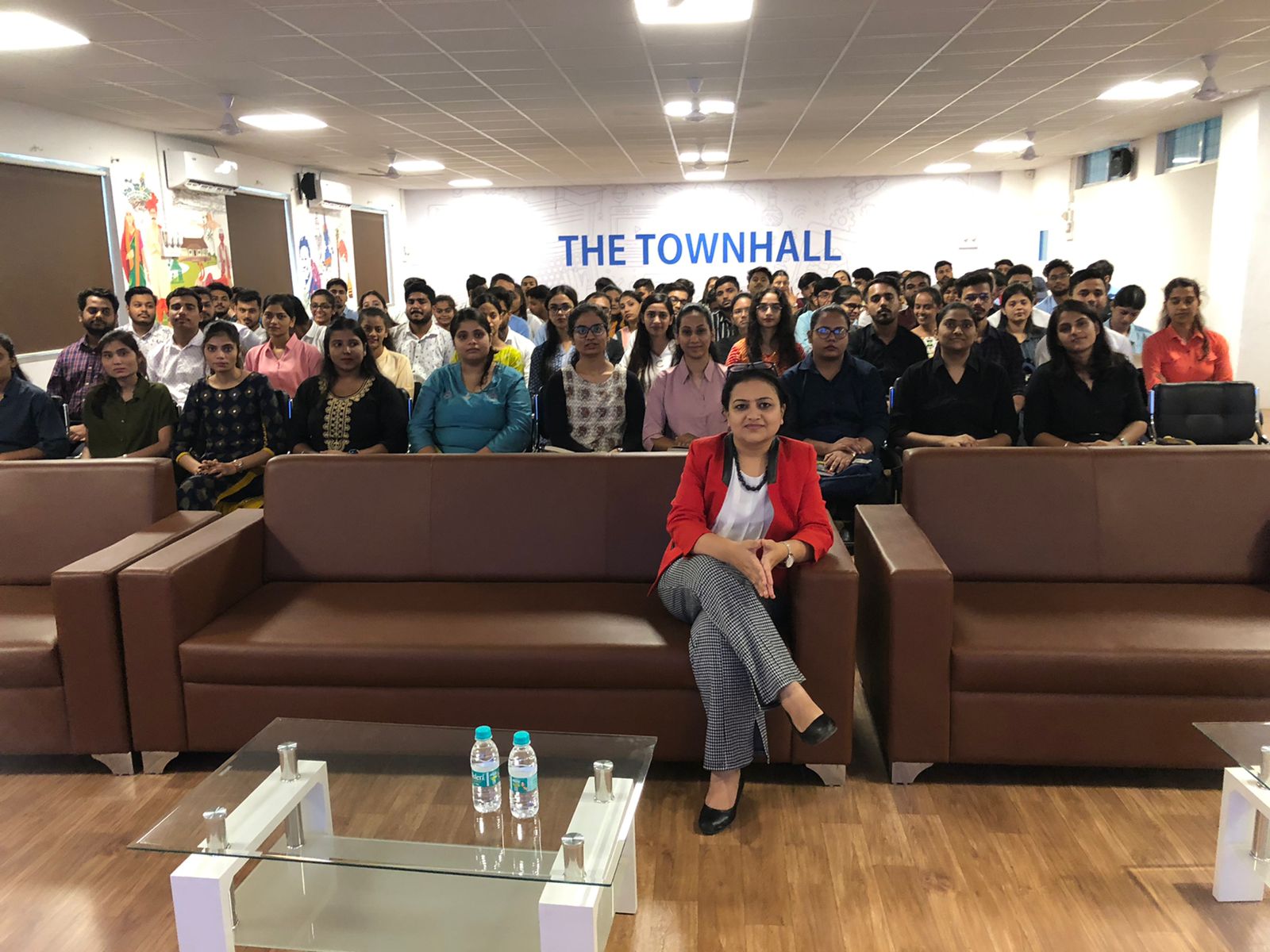 Neha Ratnakar engaging participants during a corporate townhall session